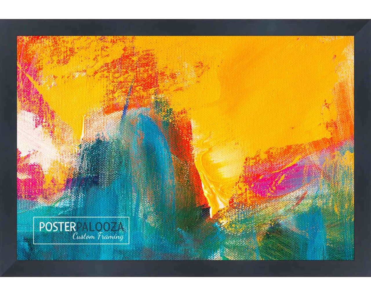 25x17 Modernist Black Picture Frame - UV Acrylic, Foam Board Backing, Hanging Hardware